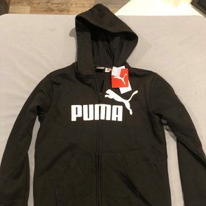 Kids Black Long Sleeve Zip Up Puma Hooded NWT